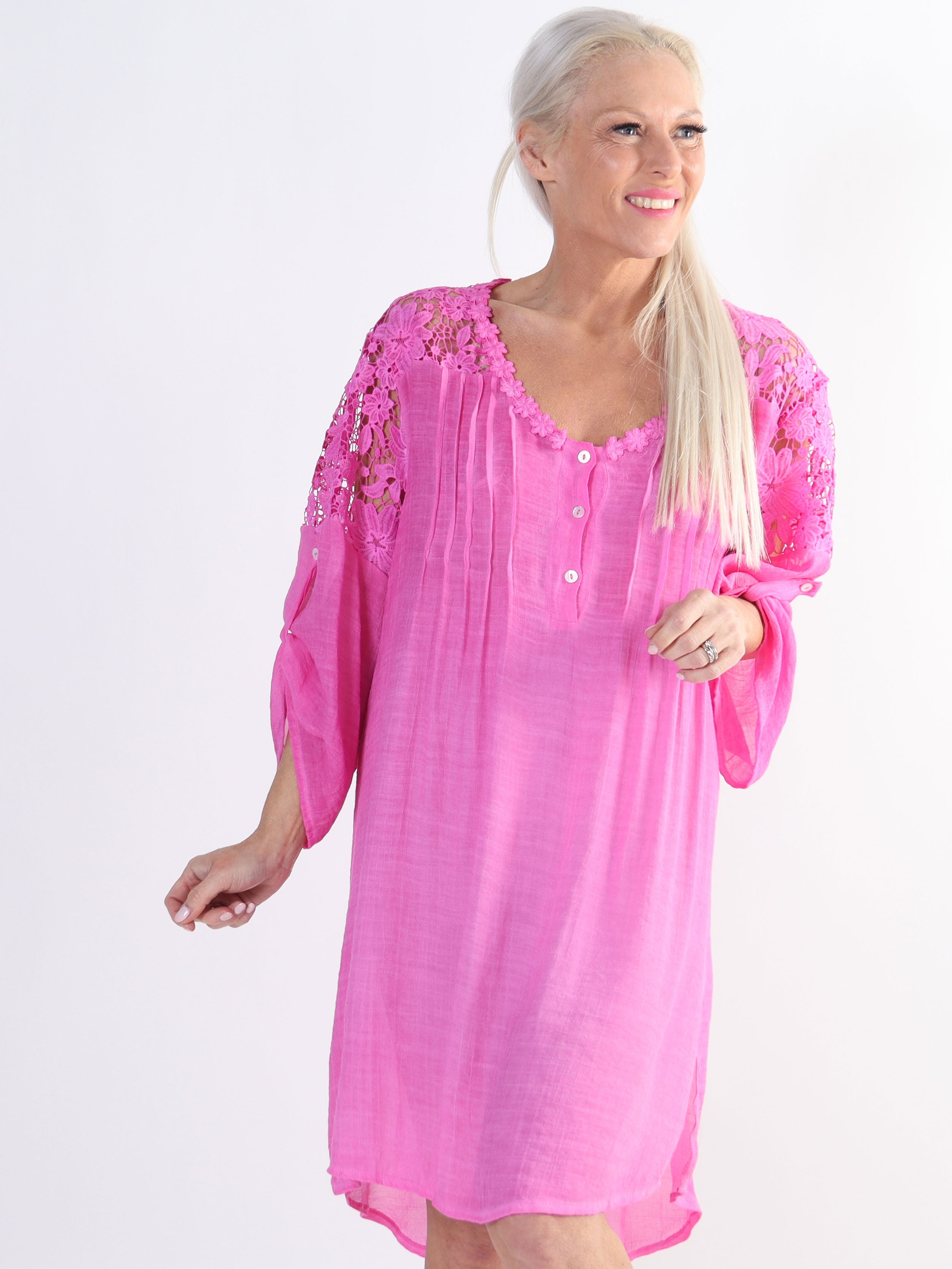 Juliette - Plus size tunika i bomuldsblanding med broderinger